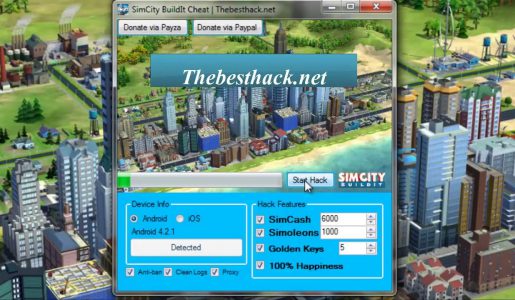 SimCity Buildit HACK CHEATS (SimCash-Simoleons-GoldenKeys-Happiness)【Play Games】