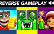 REVERSE GAMEPLAY | Temple Run 2 Spooky Summit VS Subway Surfers Transylvania VS Talking Tom Gold Run【Play Games】